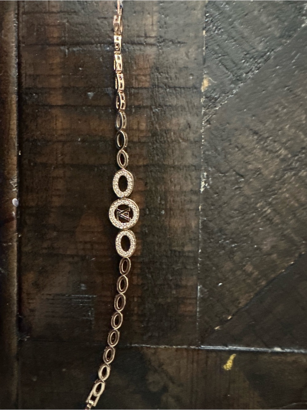 Plated Gold Circle Link Bracelet with Pavé Accents